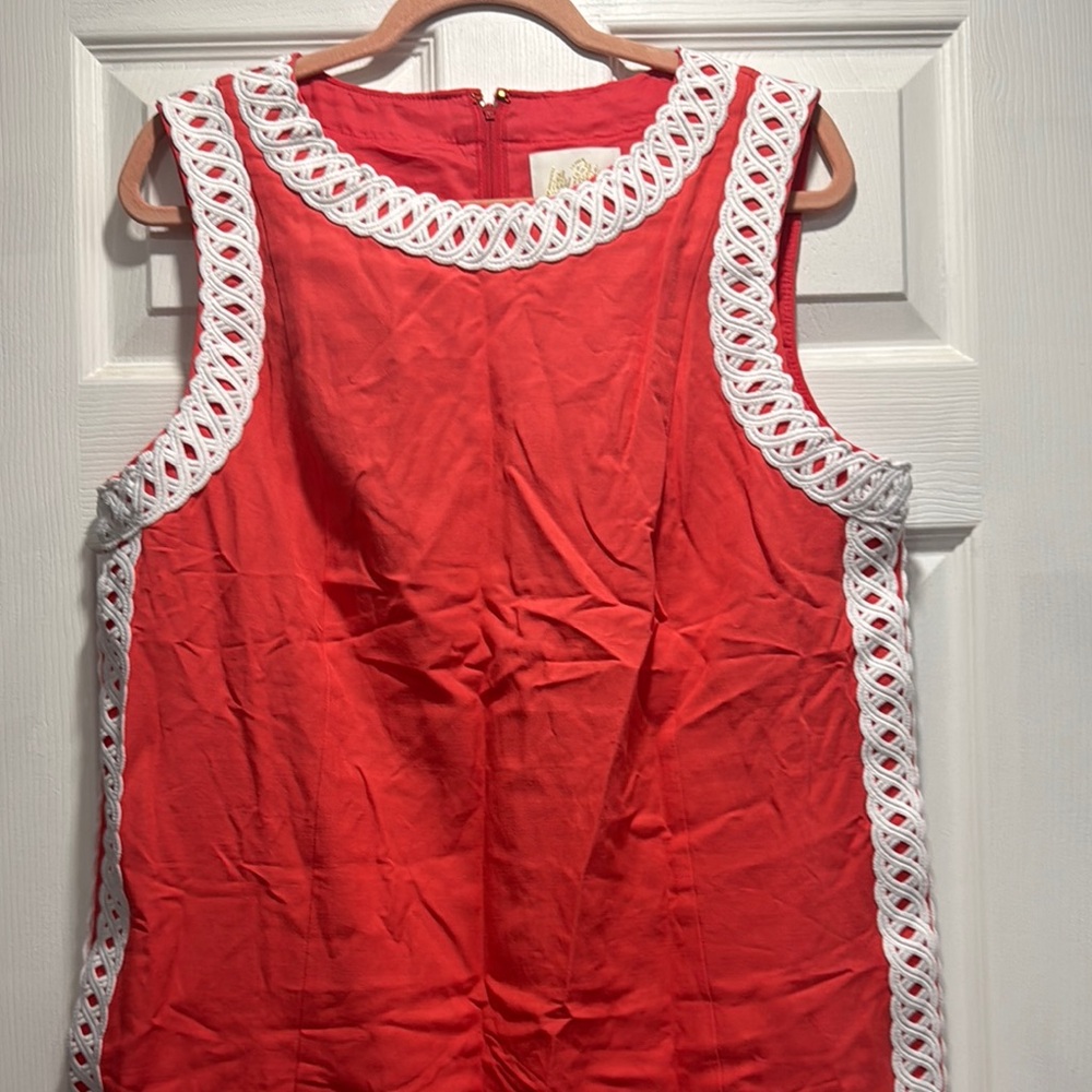 Lilly Pulitzer Vibrant Red Blouse with White Detailing